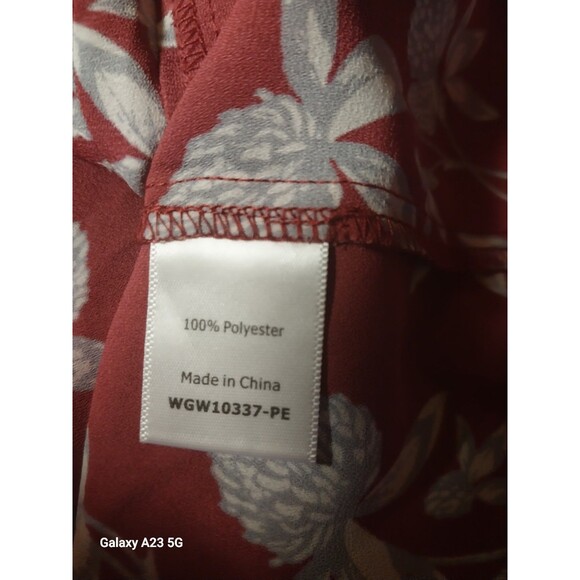 41 Hawthorn Red V Neck Floral Blouse Top w 3/4 Tie Sleeves Size Large Petite NWT - Picture 9 of 10